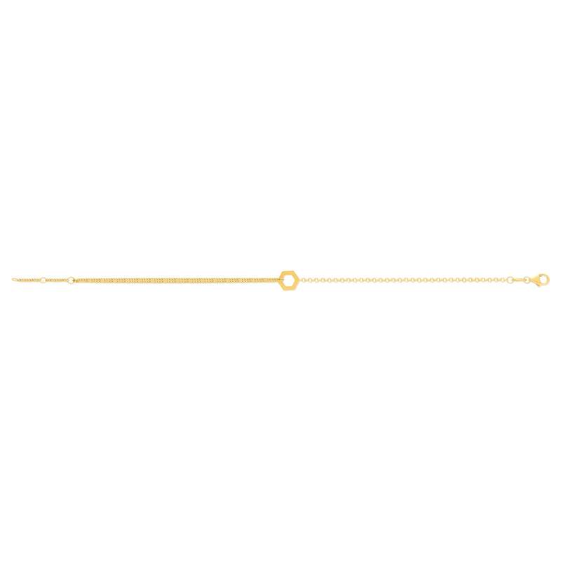 Bracelet or 375 jaune motif nids d'abeilles 19cm - vue 2