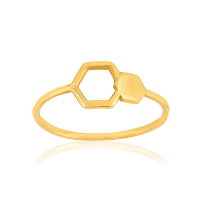 Bague or 375 jaune motif nids d'abeilles