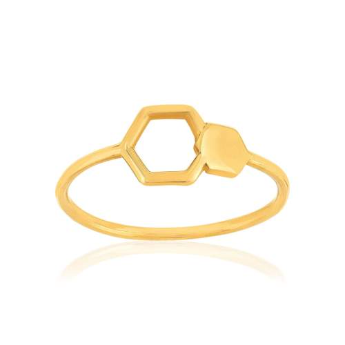 Bague or 375 jaune motif nids d'abeilles