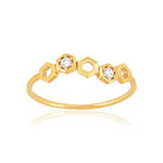 Bague or 375 jaune zirconias motif nids d'abeilles - vue 1