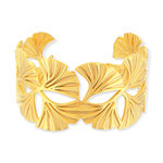 Bracelet rigide acier jaune motifs fleurs 60mm - vue 1