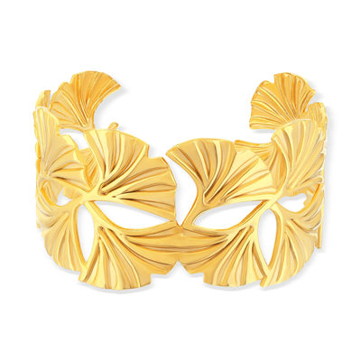 Bracelet rigide acier jaune motifs fleurs 60mm