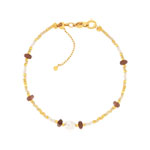 Bracelet acier jaune pierres naturelles et perle de culture de Chine 19cm - vue 1