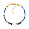 Bracelet acier jaune lapis lazulis et perle de culture de Chine 18cm - vue V1