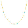 Collier acier jaune pierres naturelles et perles de culture de Chine 44,5cm - vue V1