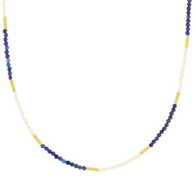 Collier acier jaune lapis lazulis 45cm - vue 1