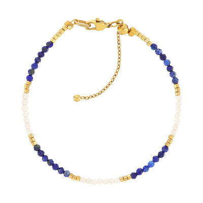 Bracelet acier jaune lapis lazulis 18cm