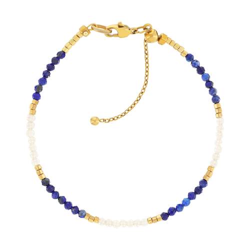 Bracelet acier jaune lapis lazulis 18cm