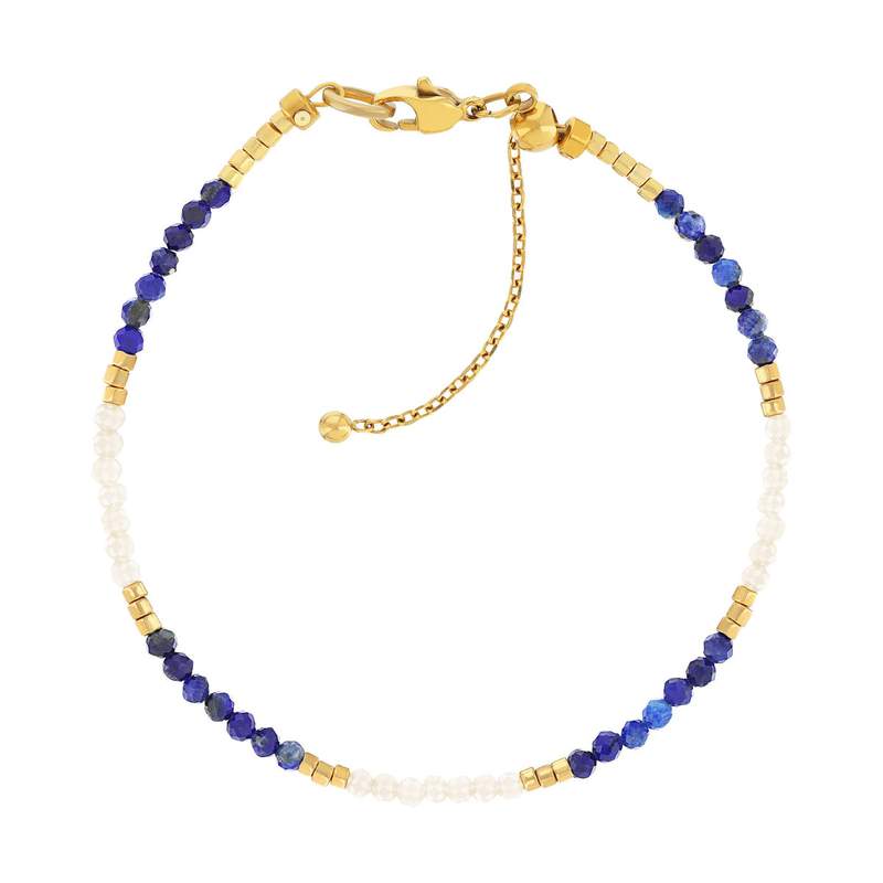 Bracelet acier jaune lapis lazulis 18cm - vue 1