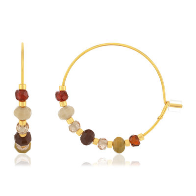 Créoles acier jaune pierres naturelles 25mm