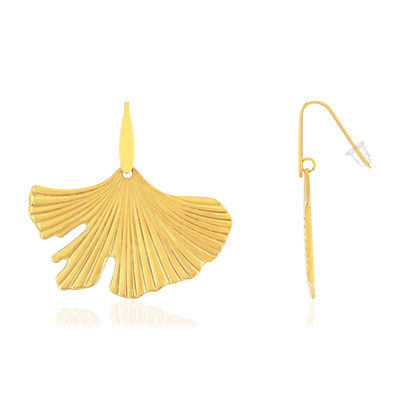 Boucles d'oreilles acier jaune motifs fleurs