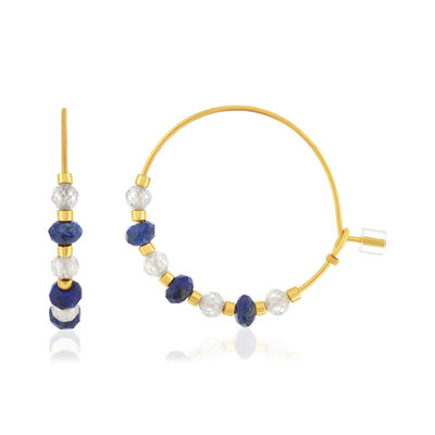 Créoles acier jaune pierres naturelles 25mm