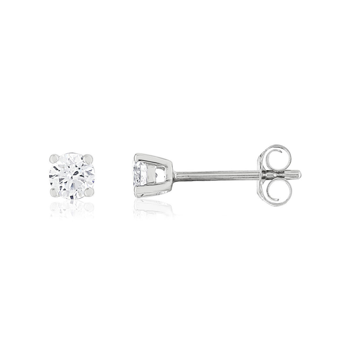 Boucles d'oreilles or 750 blanc diamants synthétiques 0,20 carat