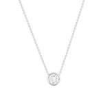 Collier solitaire argent zirconias serti clos 45cm - vue 1