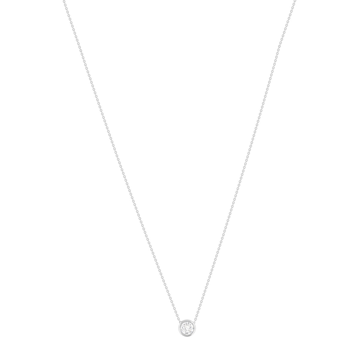 Collier solitaire argent zirconias serti clos 45cm - vue 2