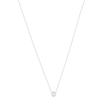 Collier solitaire argent zirconias serti clos 45cm