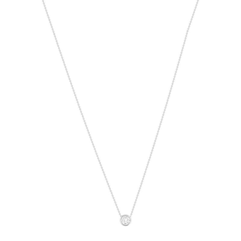 Collier solitaire argent zirconias serti clos 45cm - vue 2