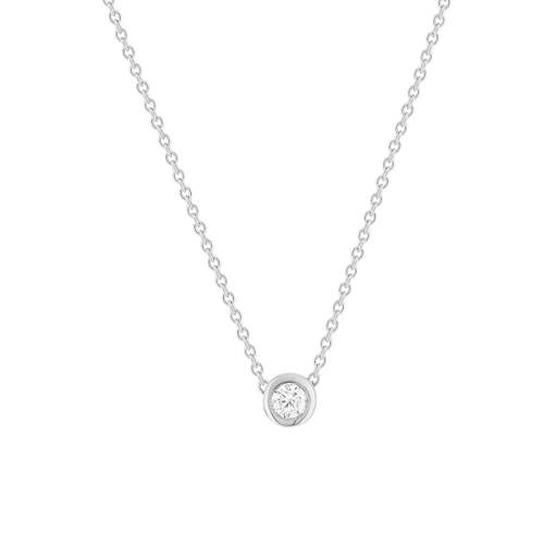 Collier solitaire argent zirconias serti clos 45cm