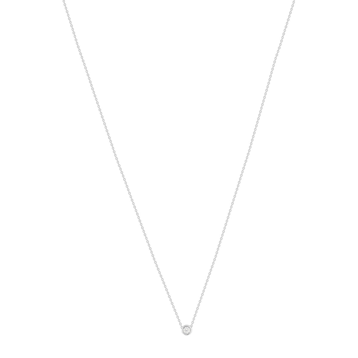 Collier solitaire argent zirconias serti clos 45cm - vue 2