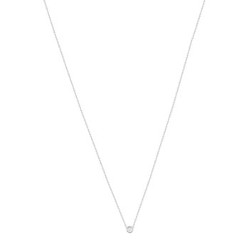 Collier solitaire argent zirconias serti clos 45cm