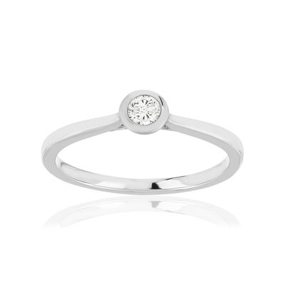 Bague argent zirconias serti clos - vue 1