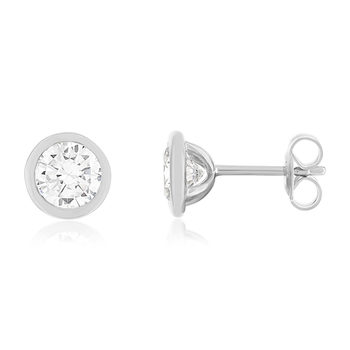 Silver zirconia earrings, closed setting