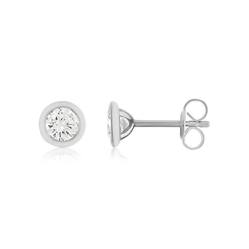 Boucles d'oreilles argent zirconias serti clos - vue 1