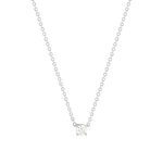 Collier solitaire argent zirconias serti 4 griffes 45cm - vue 1