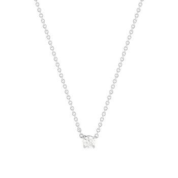 Collier solitaire argent zirconias serti 4 griffes 45cm