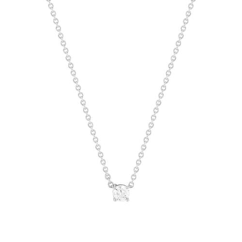 Collier solitaire argent zirconias serti 4 griffes 45cm
