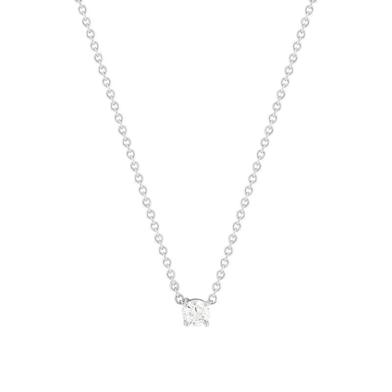 Collier solitaire argent zirconias serti 4 griffes 45cm - vue 1