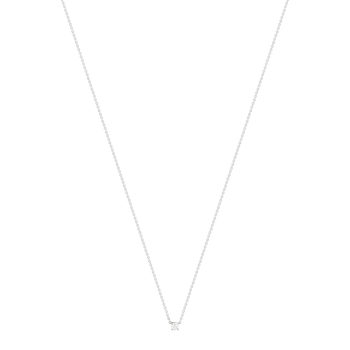Collier solitaire argent zirconias serti 4 griffes 45cm