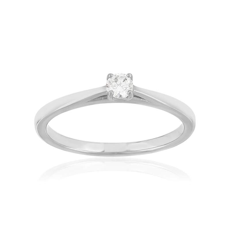 Bague argent zirconias serti 4 griffes - vue 1