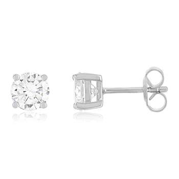 Boucles d'oreilles argent 925 zirconias serti 4 griffes