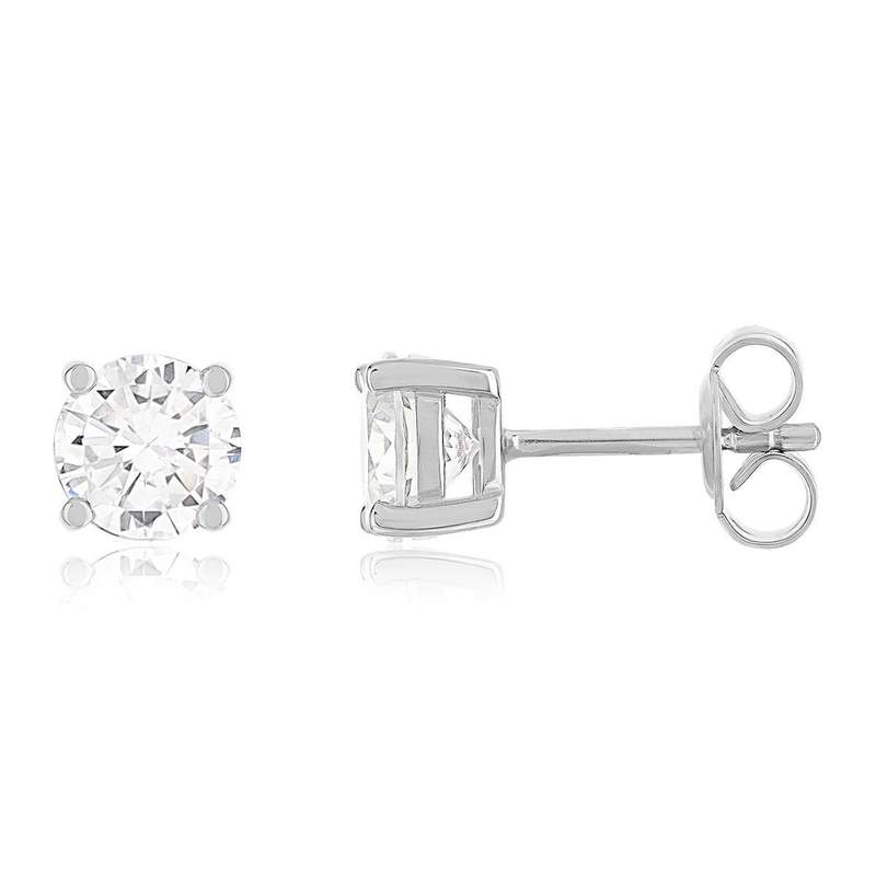 Boucles d'oreilles argent 925 zirconias serti 4 griffes - vue 1