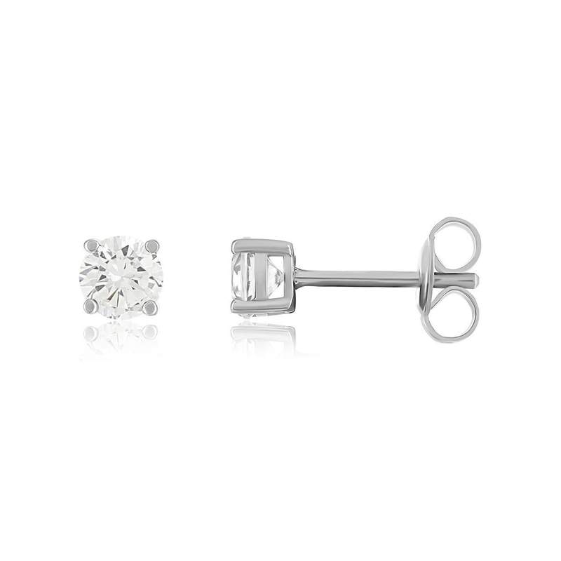 Boucles d'oreilles argent 925 zirconias serti 4 griffes - vue 1
