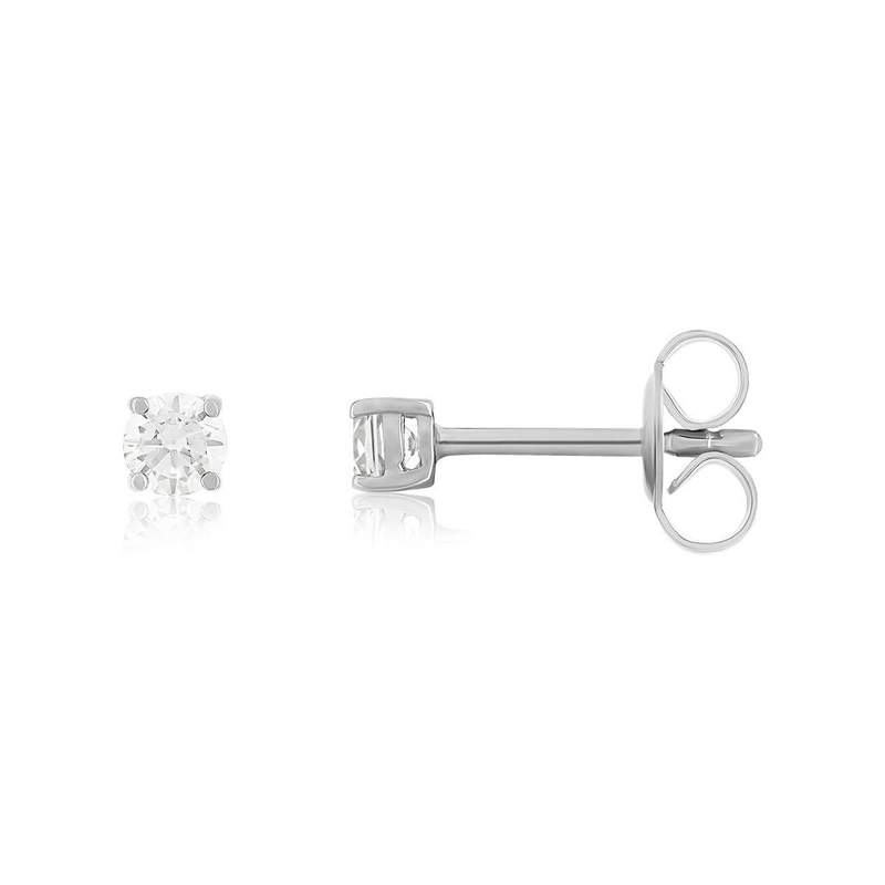 Boucles d'oreilles argent 925 zirconias serti 4 griffes - vue 1