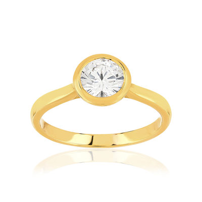 Bague plaqué or jaune zirconias serti clos