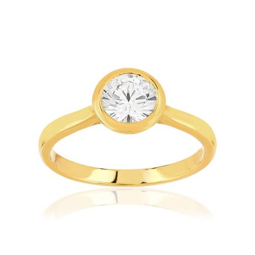 Bague plaqué or jaune zirconias serti clos