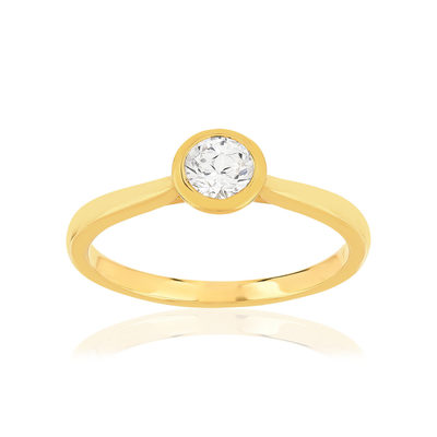 Bague plaqué or jaune zirconias serti clos