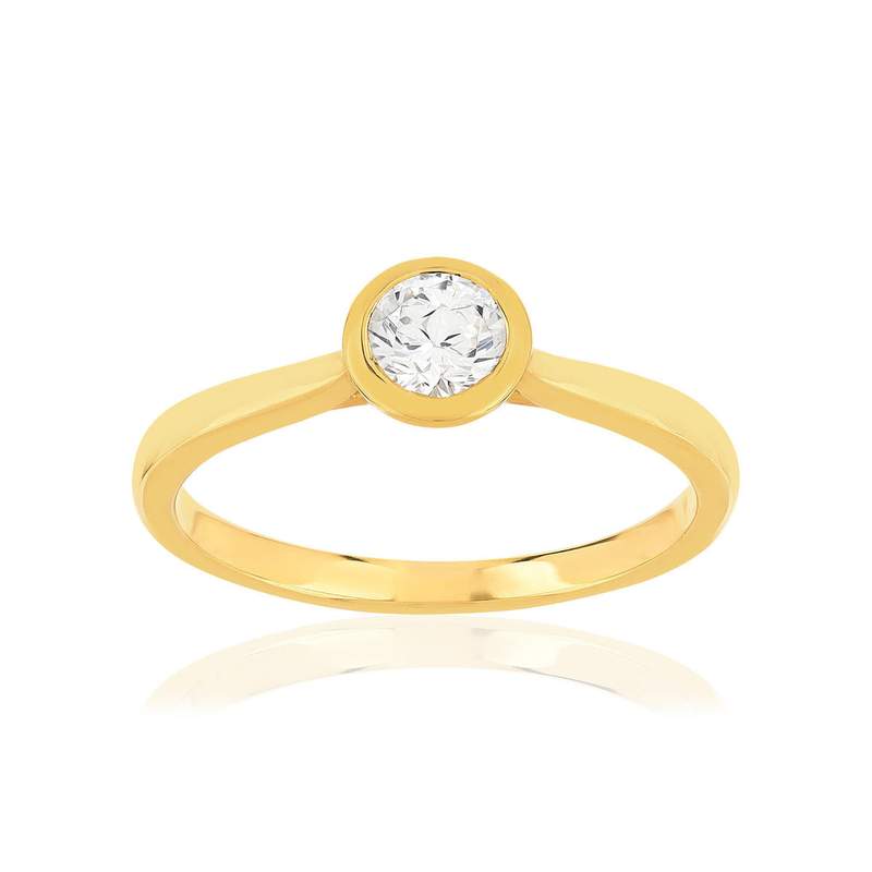 Bague plaqué or jaune zirconias serti clos - vue 1