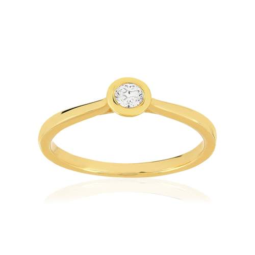 Geelgouden zirkonia ring met gesloten zetting