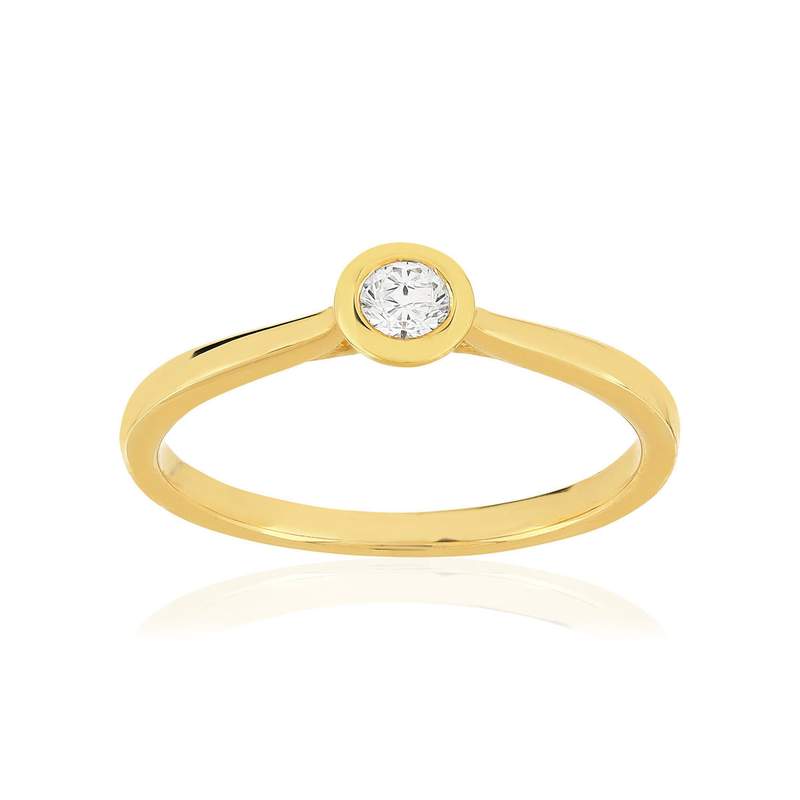 Bague plaqué or jaune zirconias serti clos - vue 1