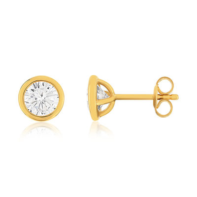 Boucles d'oreilles plaqué or jaune zirconias serti clos