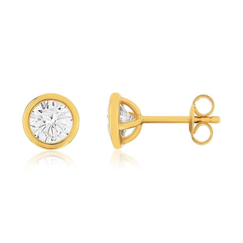 Boucles d'oreilles plaqué or jaune zirconias serti clos - vue 1