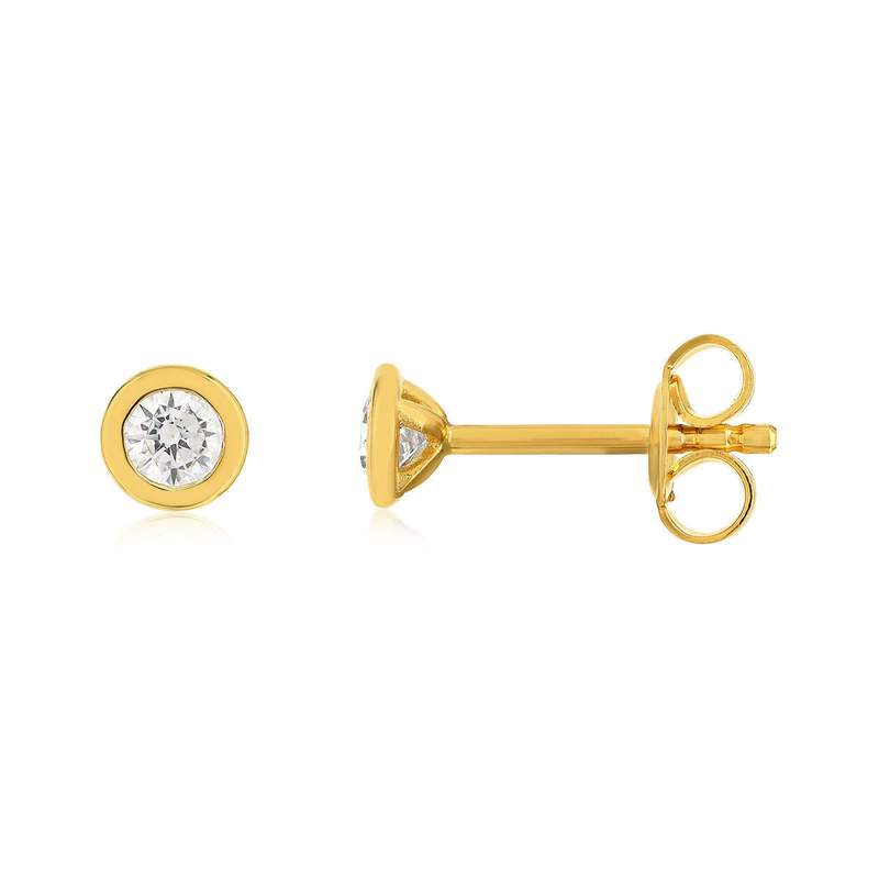 Boucles d'oreilles plaqué or jaune zirconias serti clos - vue 1