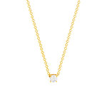Collier solitaire plaqué or jaune zirconias serti 4 griffes 45cm - vue 1