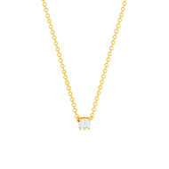 Collier solitaire plaqué or jaune zirconias serti 4 griffes 45cm