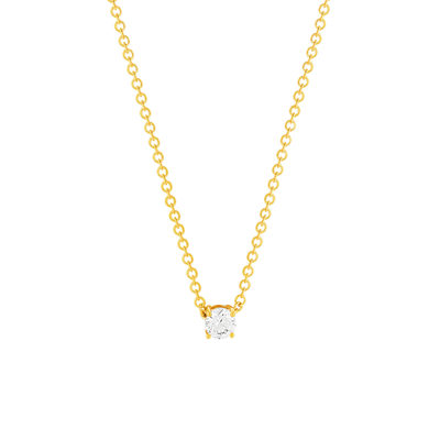 Collier solitaire plaqué or jaune zirconias serti 4 griffes 45cm