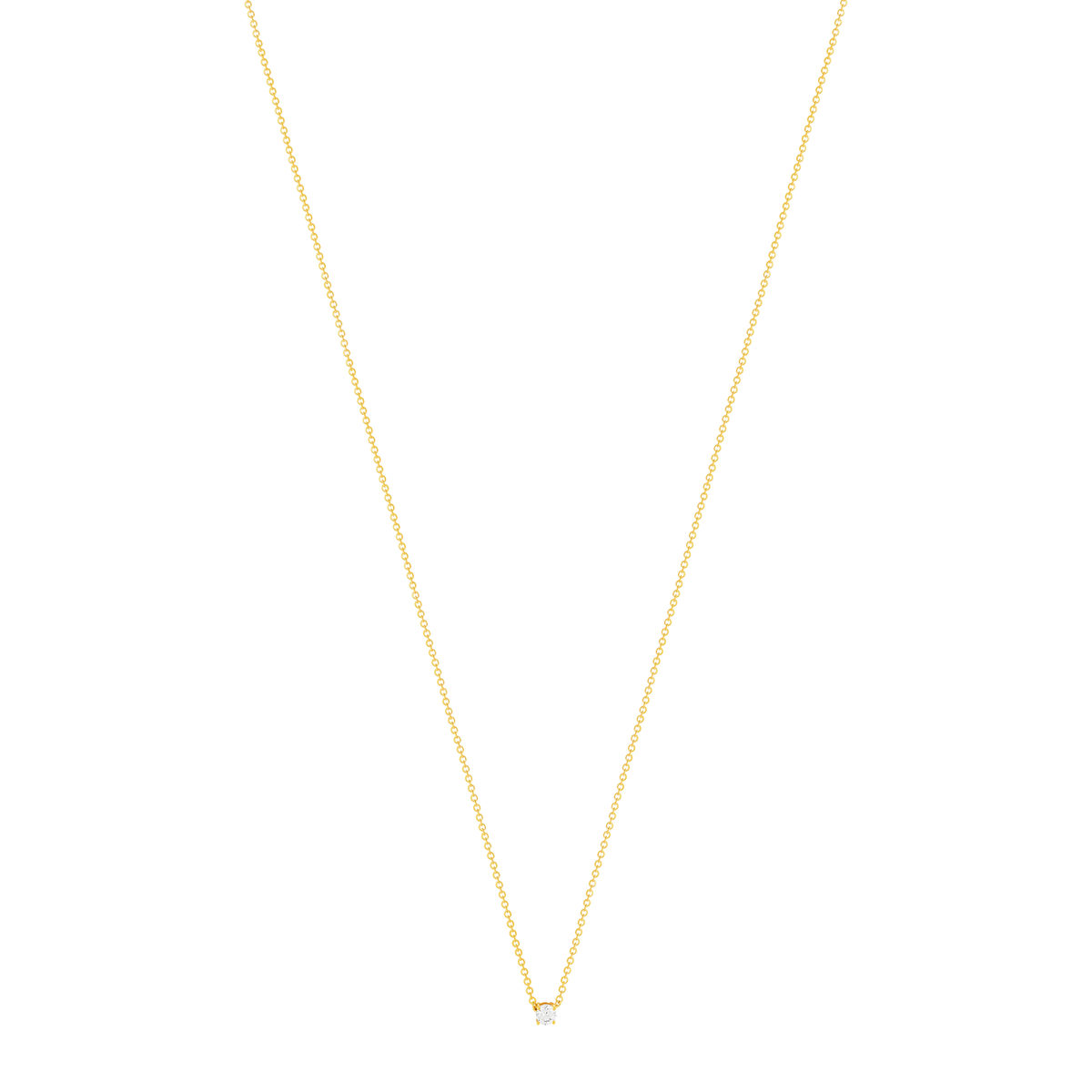 Collier solitaire plaqué or jaune zirconias serti 4 griffes 45cm - vue 2
